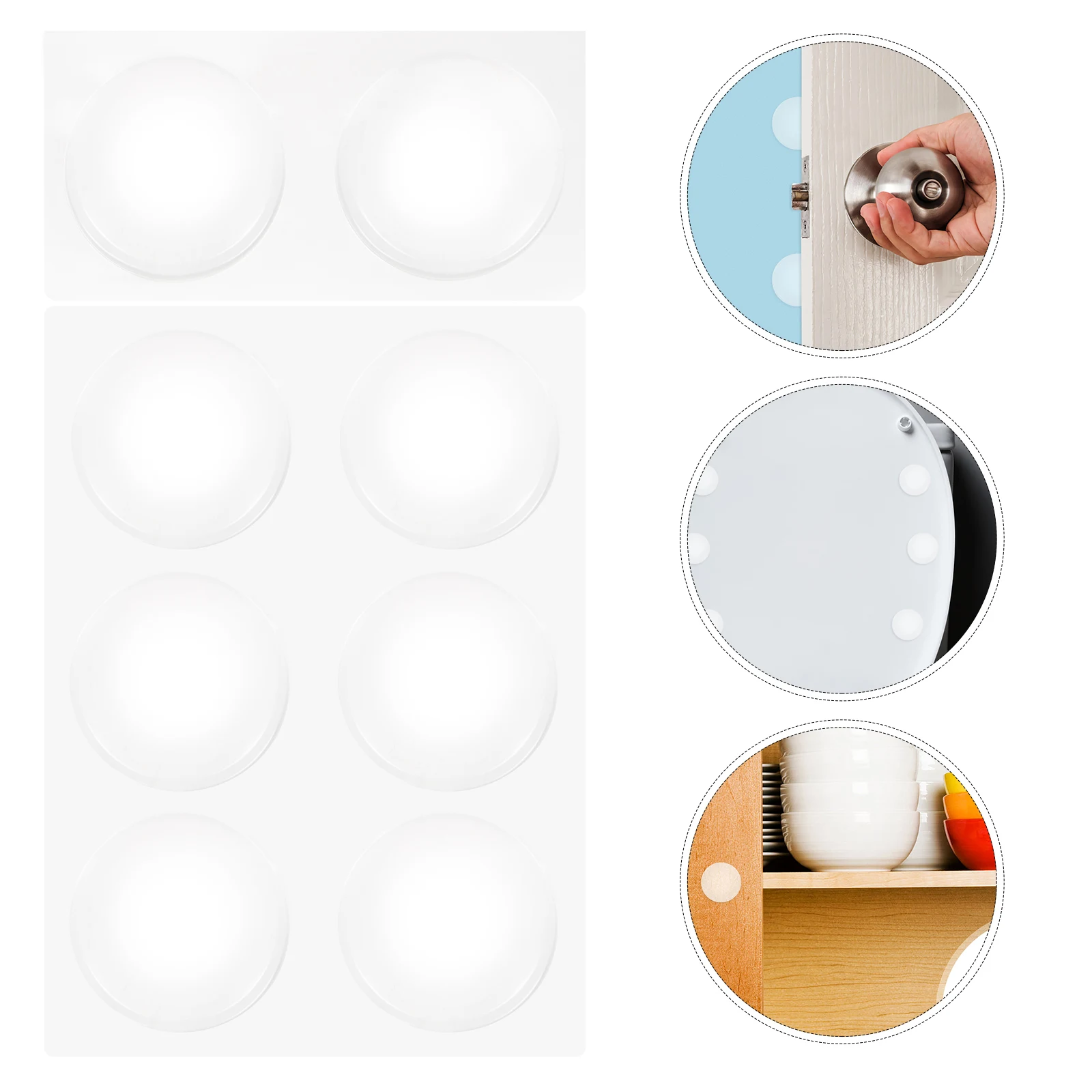

8 Pcs Clear Soft Silicone Door Stoppers Self Adhesive Bumper Washable Wall Protector Furniture Knob Small Size