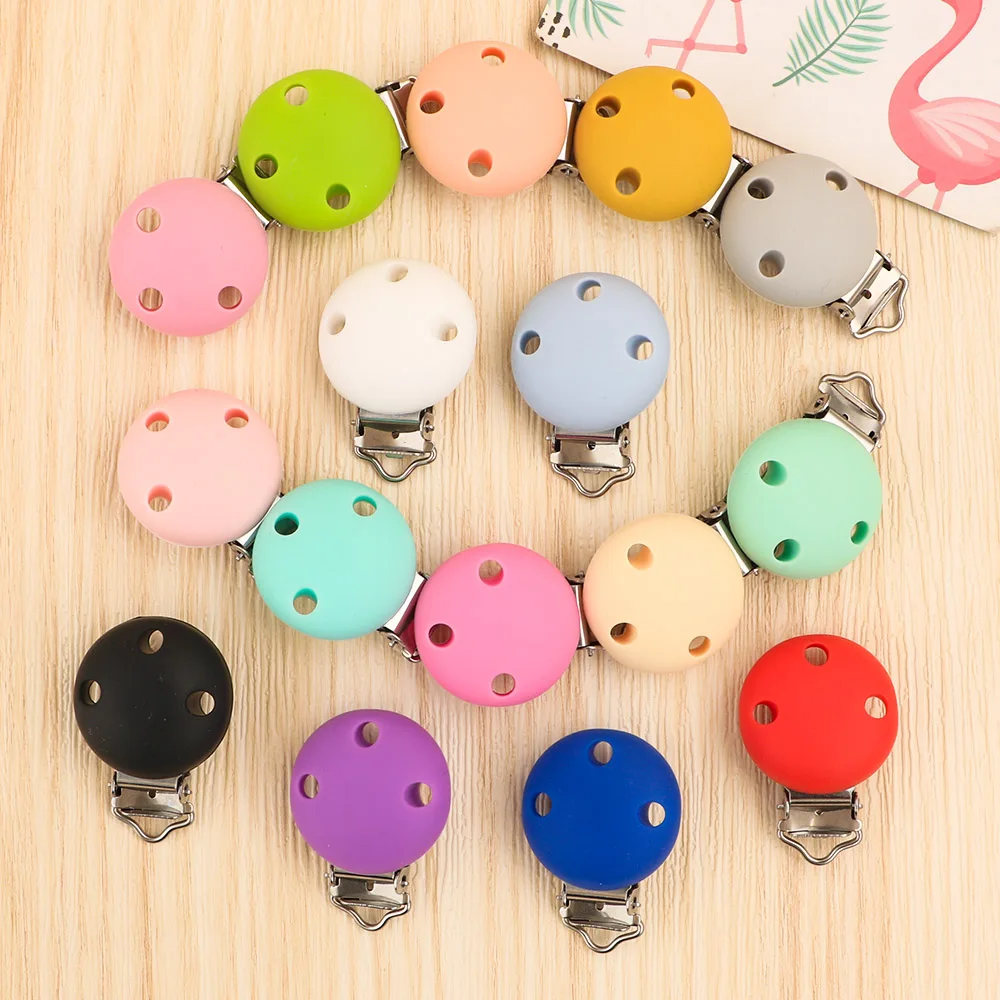 Kovict 5pcs 30mm/35mm  Silicone Clips Round Shape Pacifer Clips DIY Pacifer Chain For Jewelry Making Bulk Crafts