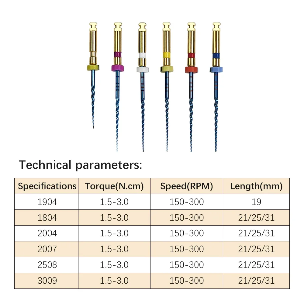 

JINGT 6Pcs Dental Root Canal File Heat-Activated Rotary Nitinol Tooth Pulp Files Thermally Activated Nickel-Titanium Endodontic