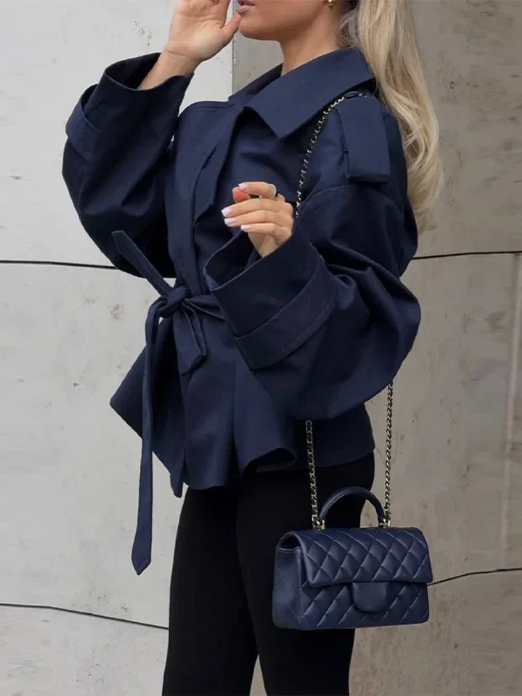 Women’s Short Trench Coat Single Breasted Lapel Collar Belted Waist Long Sleeve Jacket Casual Daily Commute Office Fashion Coat 3 Women's Short Trench Coat Single Breasted Lapel Collar Belted Waist Long Sleeve Jacket Casual Daily Commute Office Fashion Coat 3