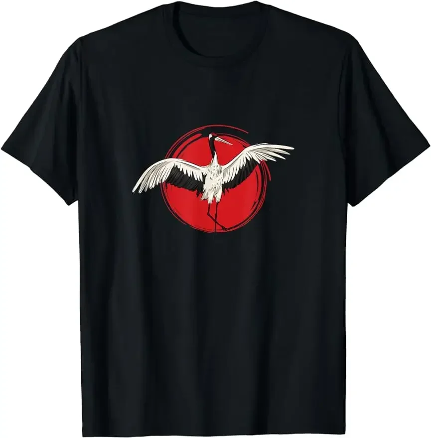 2024 Summer Retro Trend Fashion Tai Chi Crane Bird Gift Casual T-shirt Unisex T-shirts for Men Women Summer Tees Cotton