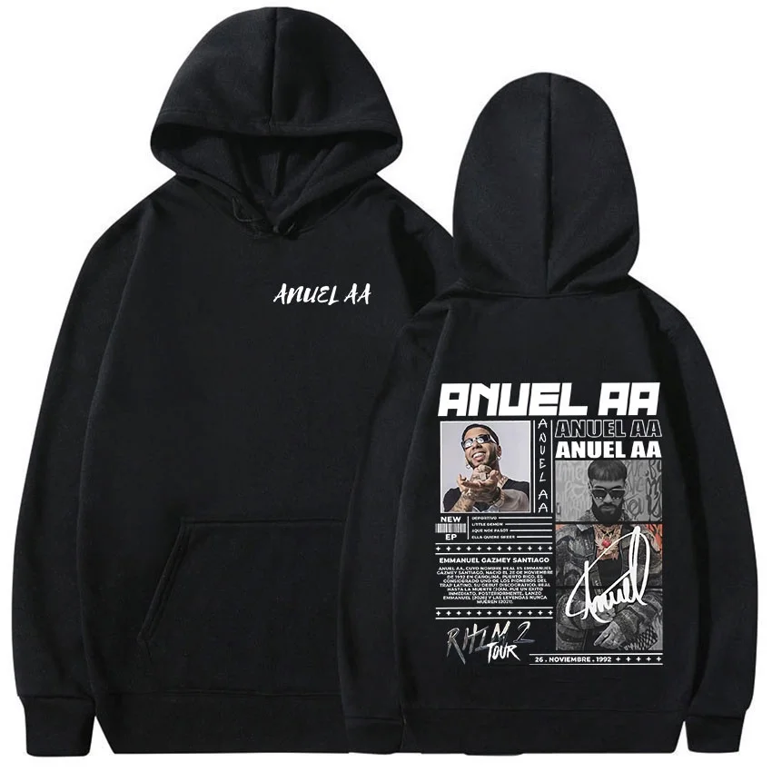 مغني الراب Anuel AA Rhlm 2 جولة ألبوم 2025 هوديي الخريف/الشتاء الرجال النساء ريترو موضة كنزة صوفية قطنية/بلوزة قطنية البلوز الهيب هوب هوديي