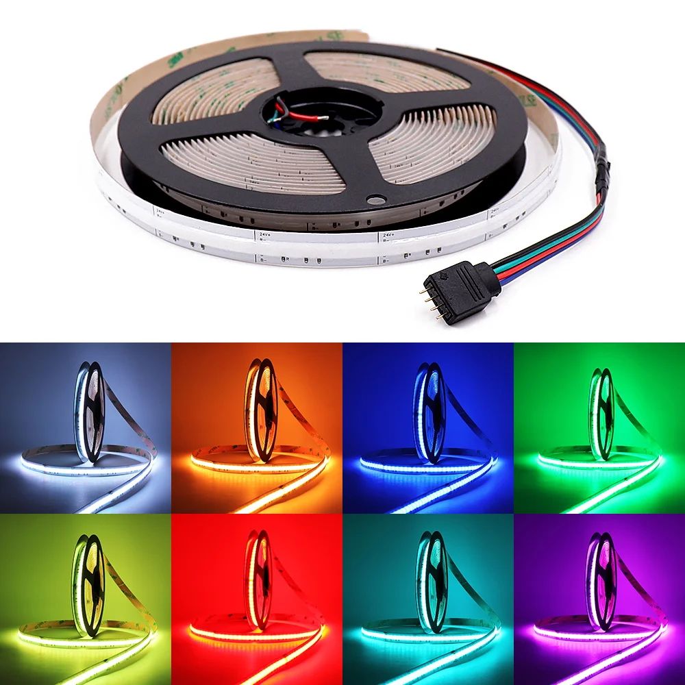 12V 24V RGB COB LED Strip Lights RGBW RGBCCT High Density Flexible LED Tape Dimmable LED Strip Lights For Room Decor