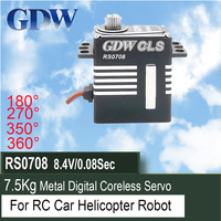 GDW RS0708 7.5kg 20g 0.08 Sec 180° 270° 350° High Speed Coreless Motor Metal Gear Mini Digital Servo For RC Car Helicopter Robot