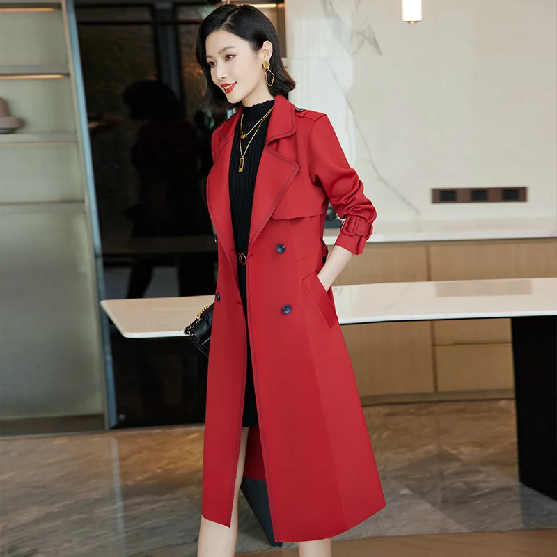 

Осенне-зимняя новая высокая ветровка для женщин2025Высококачественный и элегантный топ средней длины с длинными рукавами в стиле богини