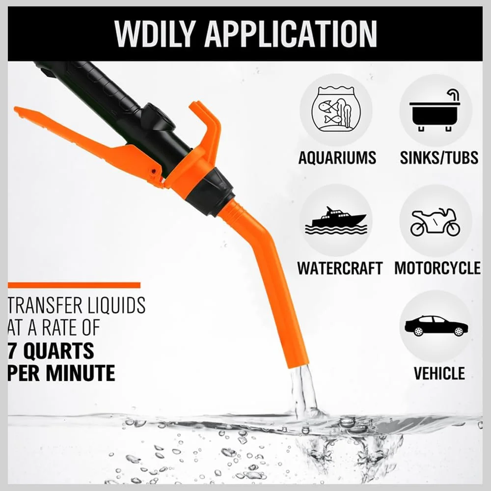 Portable Liquid Transfer Pump with Flow Control Nozzle Portable Fuel Gas Transfer Suction Pump Battery Powered Car Gas Oil Pump