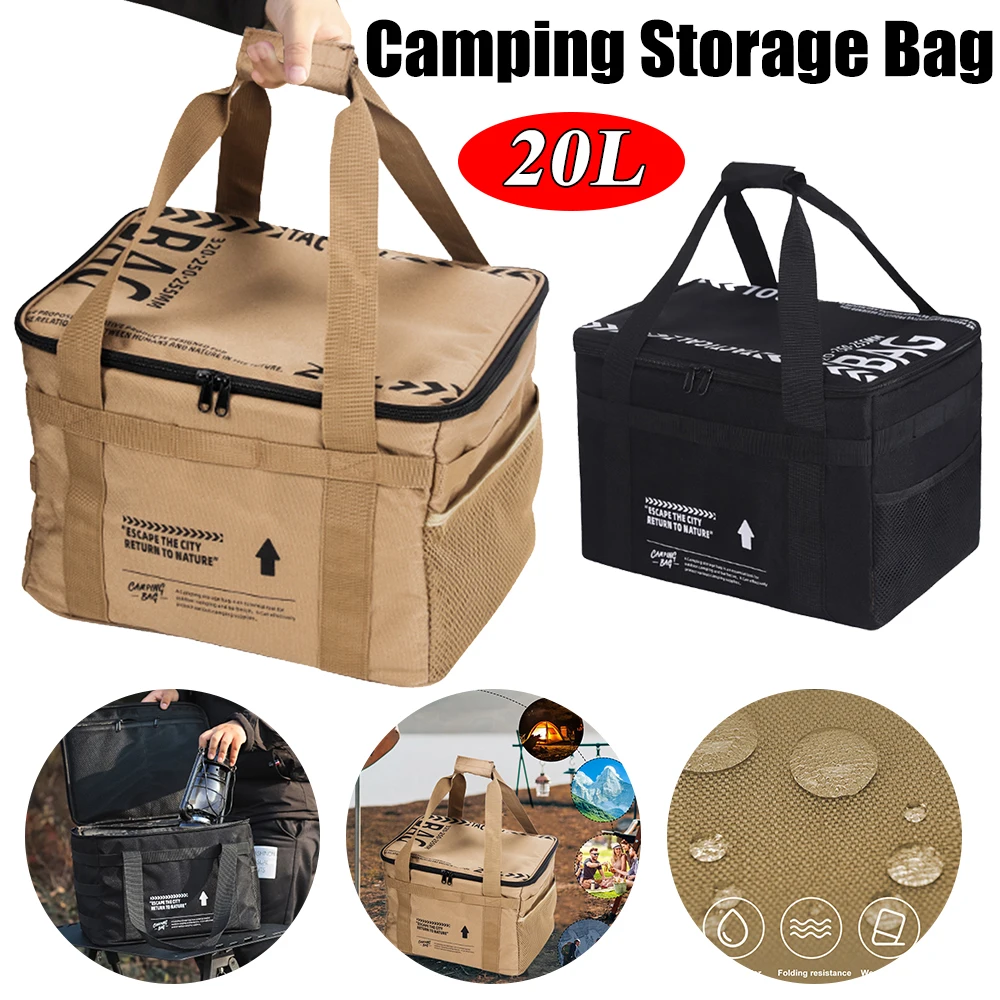 

20l Outdoor Camping Storage Bag Cooler Lunch Box Thermal Bags Travel Tableware Handbag Insulated Bbag For Camping Picnic Tool