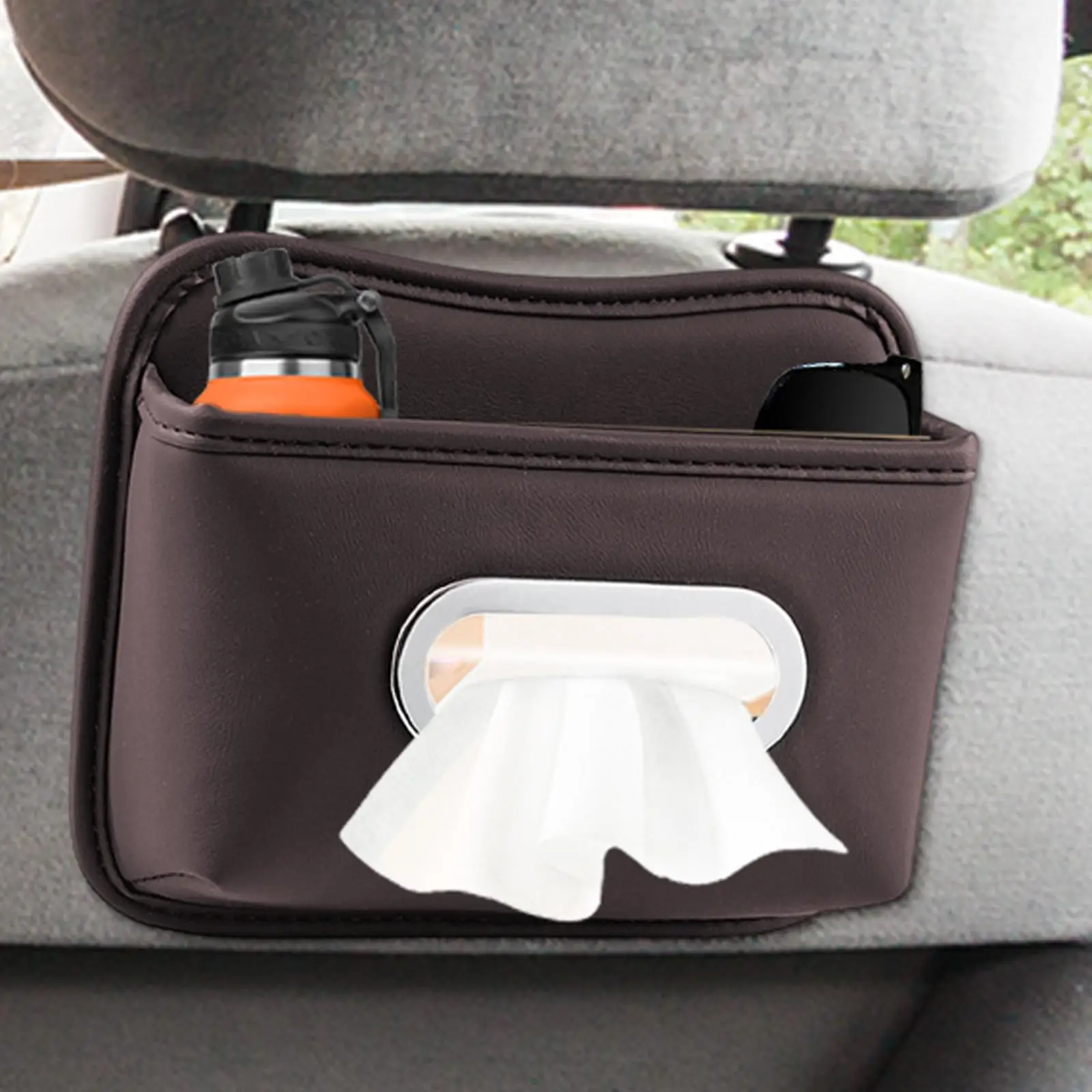 Car Tissue Box Holder Leather Adhesive Napkin Case Car Napkin Holder For Seat Back Armrest Console Sun Visor SUV Truck Home - view 5