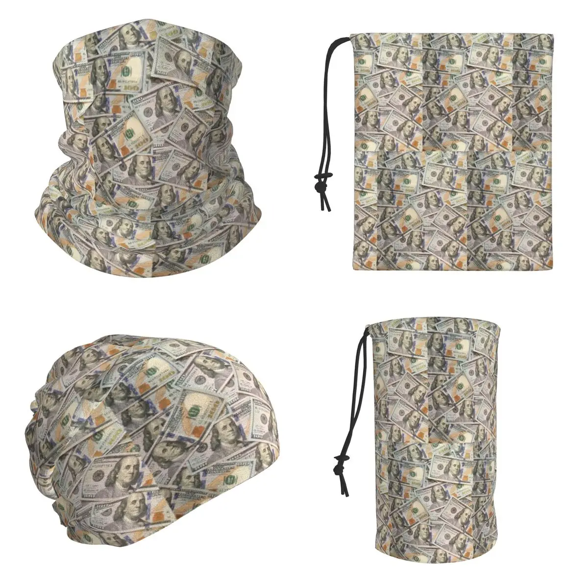 New Hundred Dollar Bills Money Attraction Bandana Neck Gaiter Magic Scarf Outdoor Sports Headband Unisex Adult All Season