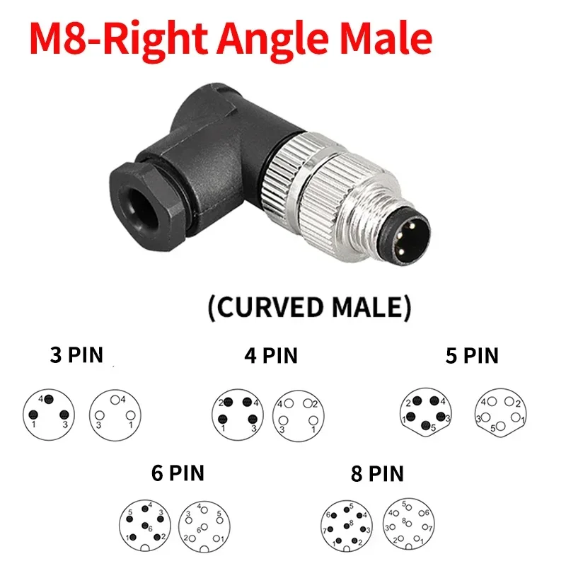 5/20/100Sets M8 Waterproof Aviation Connector Set, 3/4/5/6/8Pin Male Female Plug for Proximity Sensor & Industrial Automation