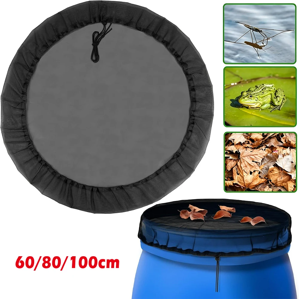 1-5Pcs 60/80/100cm Mesh Cover for Rain Barrels with Drawstring, Rain Barrel Netting Screen, Keeps Leaves and Debris from Falling