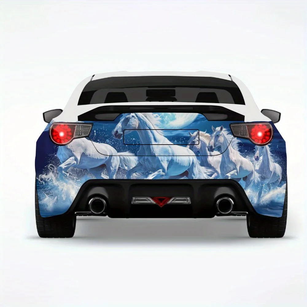 

Horses Running under Moonlight Car Sticker-Vinyl Decal for Car Rear, Waterproof Self-Adhesive Vinyl Stickers for Vehicle Tail &