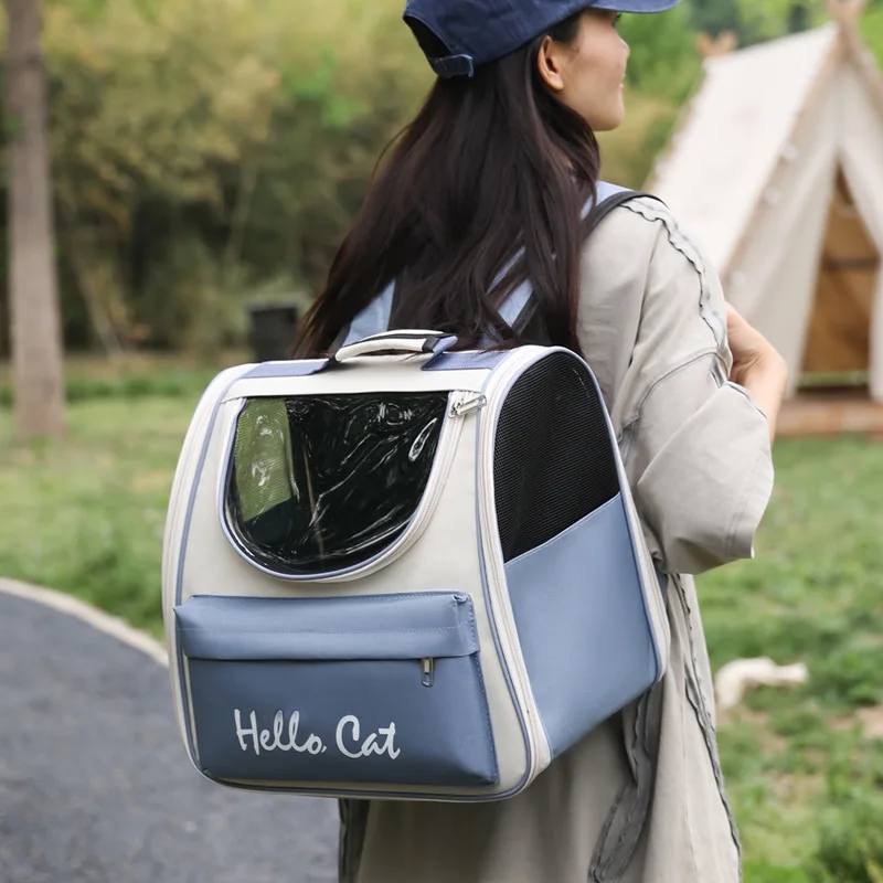 Mochila transportadora plegable para gatos transpirable con correa - imagen 5