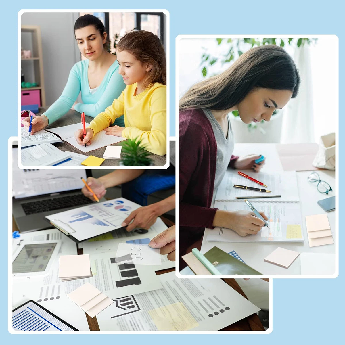 100-500 Sheets Transparent Sticky Notes 3x3 Inch Clear Waterproof Self-Adhesive See Through Sticky Note Pads Book Annotation view 6