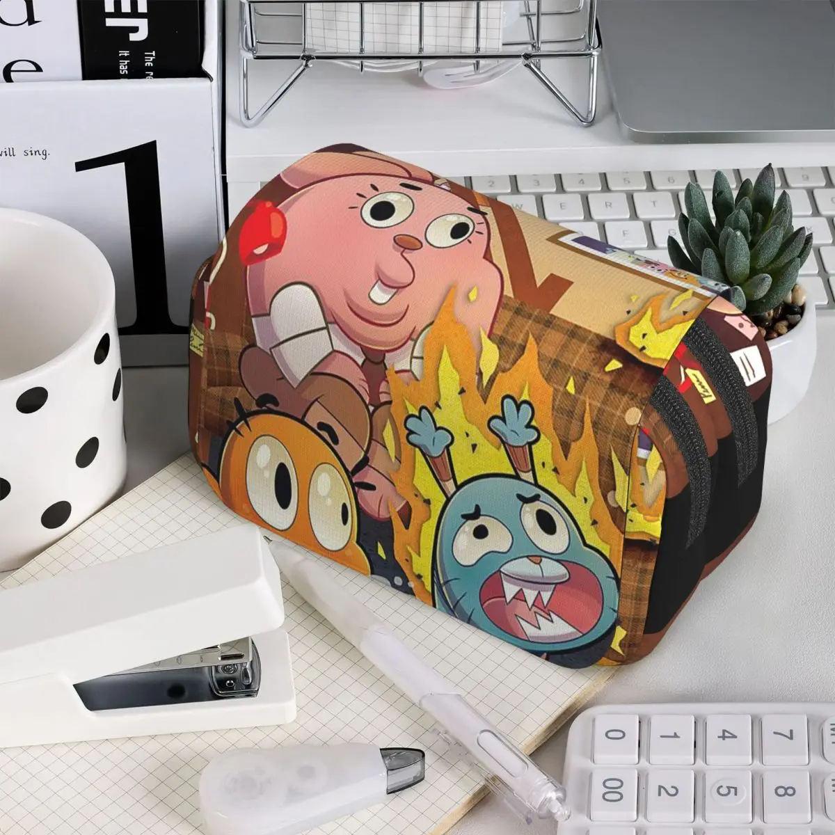 

Пенал для карандашей с героями мультфильма «Удивительный мир Гамбола», подарок для студентов, коробка для ручек, сумка для канцелярских принадлежностей, сумка-держатель для ручек