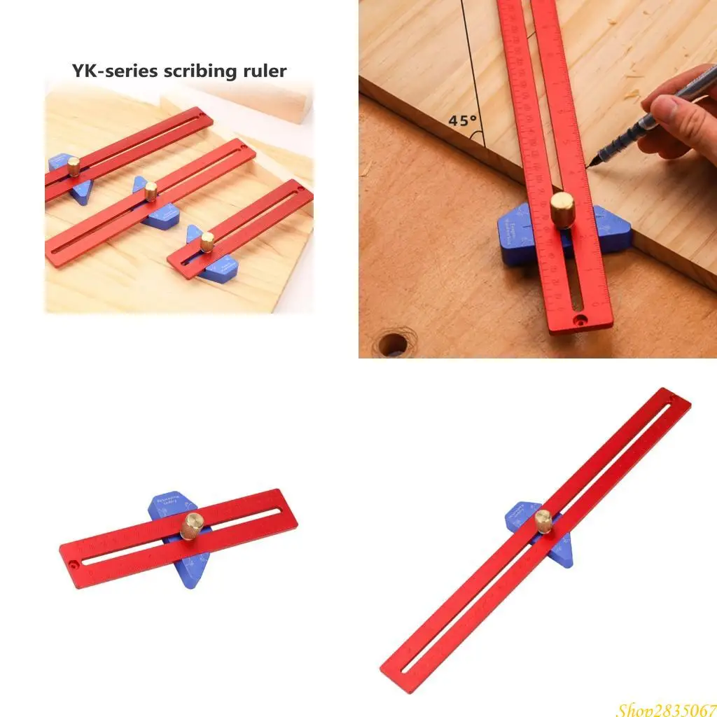 

Woodworking Ruler Slide Rule Precisions Ruler Woodworking Tool Adjustable Metal Aluminum Marking Gauge Pocket 831F