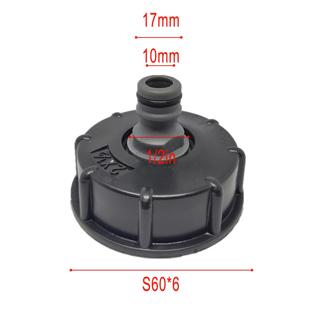 1000 Litre Water Container Fitting IBC Tank Tap 60mm Coarse Thread with Adapter Hose Connection and Threaded Cap Hole