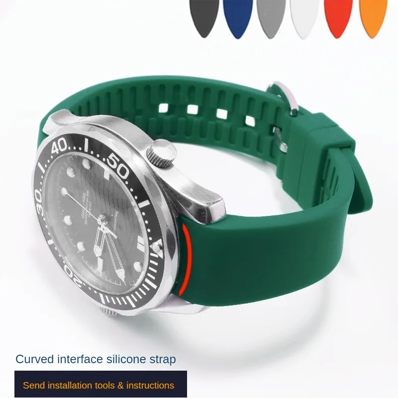 

Universal Rubber Watch Strap Of Various Brands 18/19/20/21/22/23/24mm Curved Interface Silicone Watchband