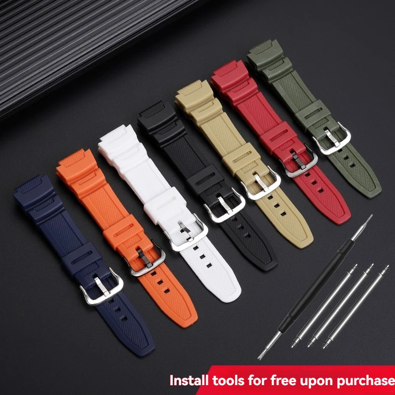 Pulseira de silicone preta de 18mm para casio AE-1000w AQ-S810W SGW-400H SGW-300H pulseira de borracha com fivela de pino pulseira de relógio