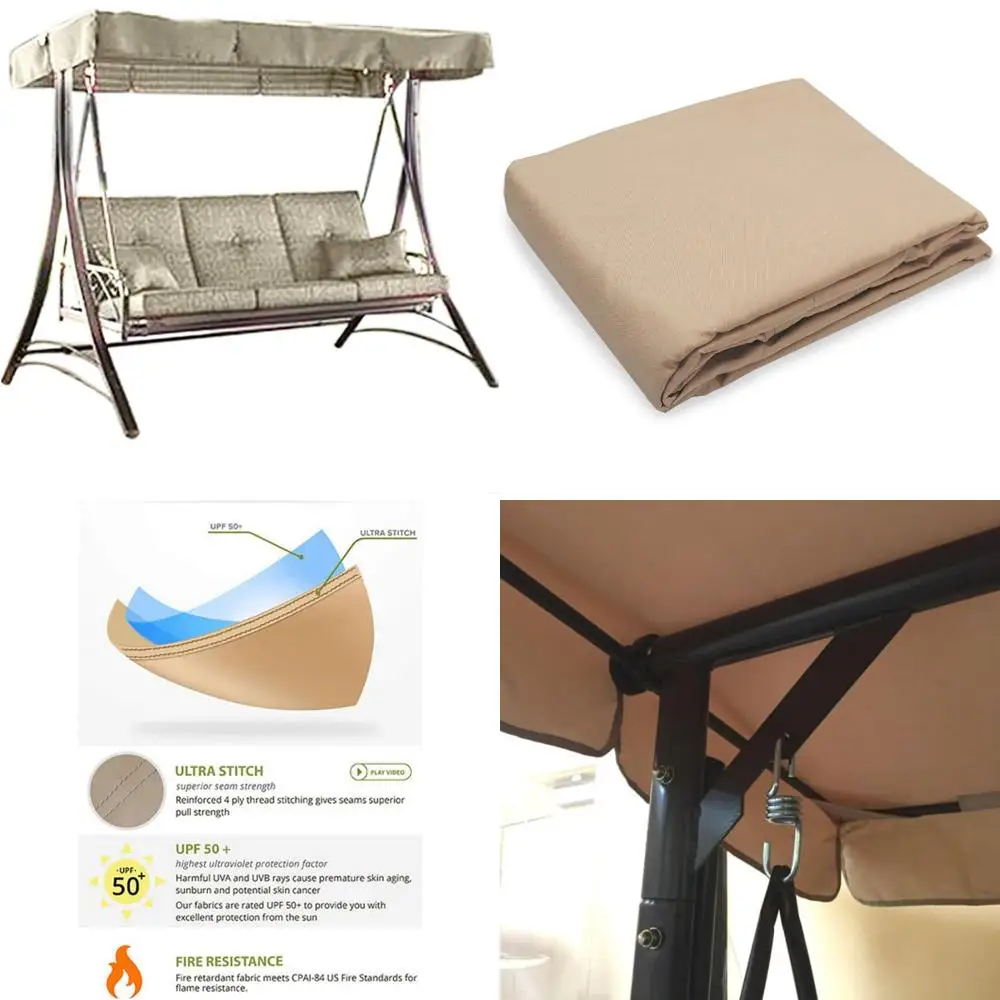 

Beige Swing Canopy Top Cover Replacement for Outdoor Parks and Recreation Areas