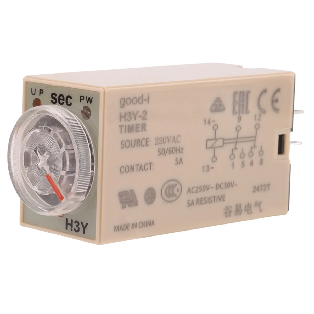 10S Delay Time Relay H3Y-2 AC 220V 8 PIN Adjusting Knob Control Timing Relay for Household Electrical Systems