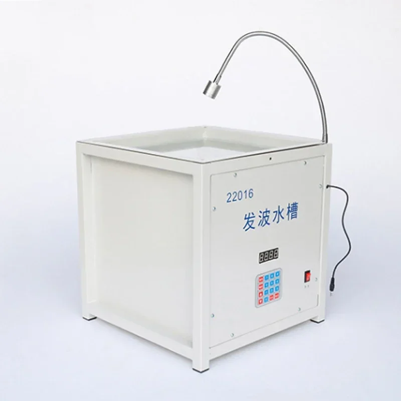 Wave generating tank, electric wave synchronous stroboscopic light source, projection type, physics teaching instrument