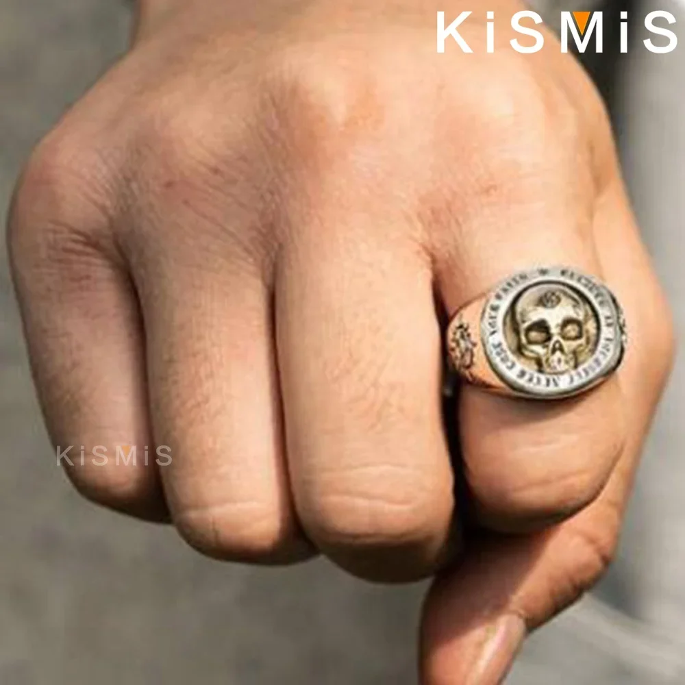 KISMIS 1PC Fashion Boy SKULL Ring Jewelry and Gothic Punk Men's Fashion SKULL Party Ring Jewelry (Size 7-14)