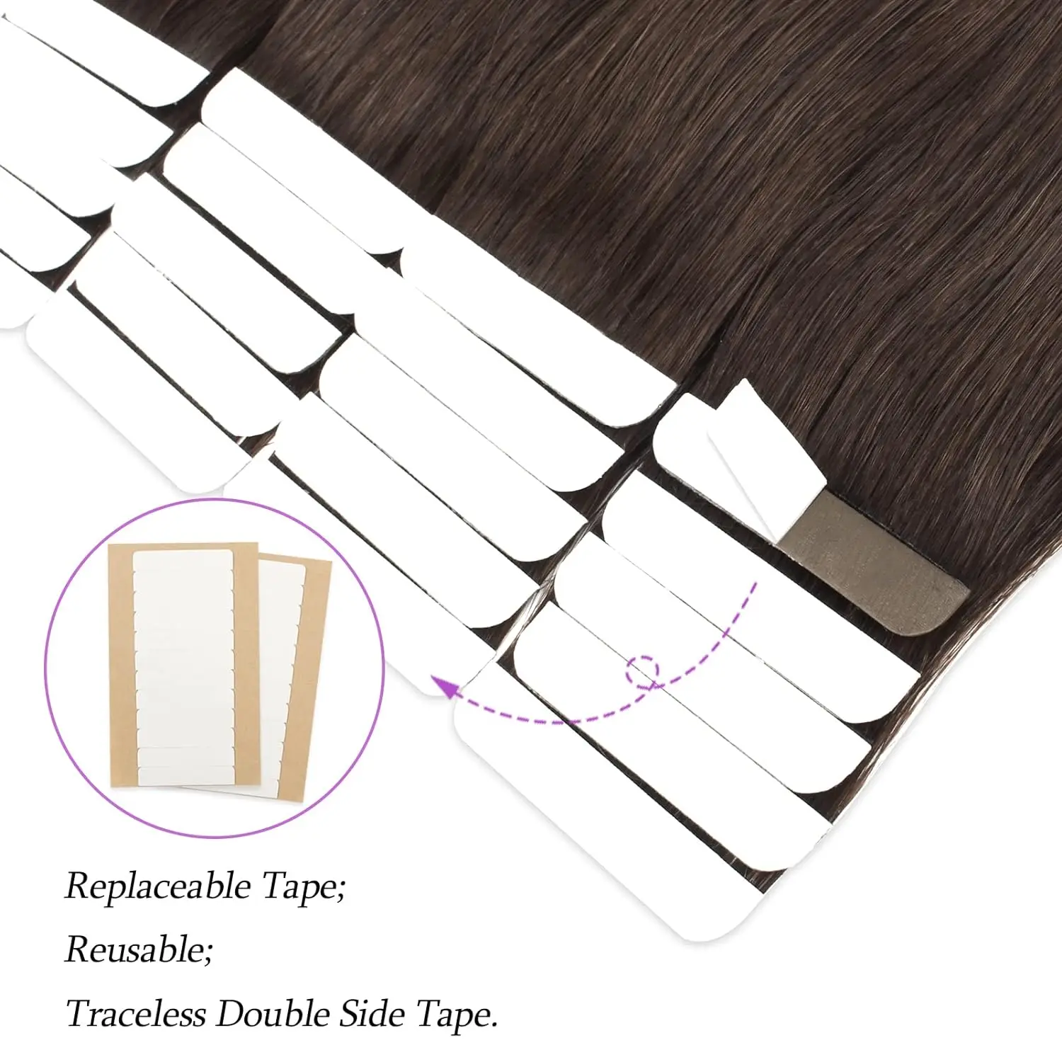 Straight Tape In Human Hair Extensions 16 To 26 Inches Natural Black Brazilian Hair Tape In Hair Extensions 20Pcs/50G For Women