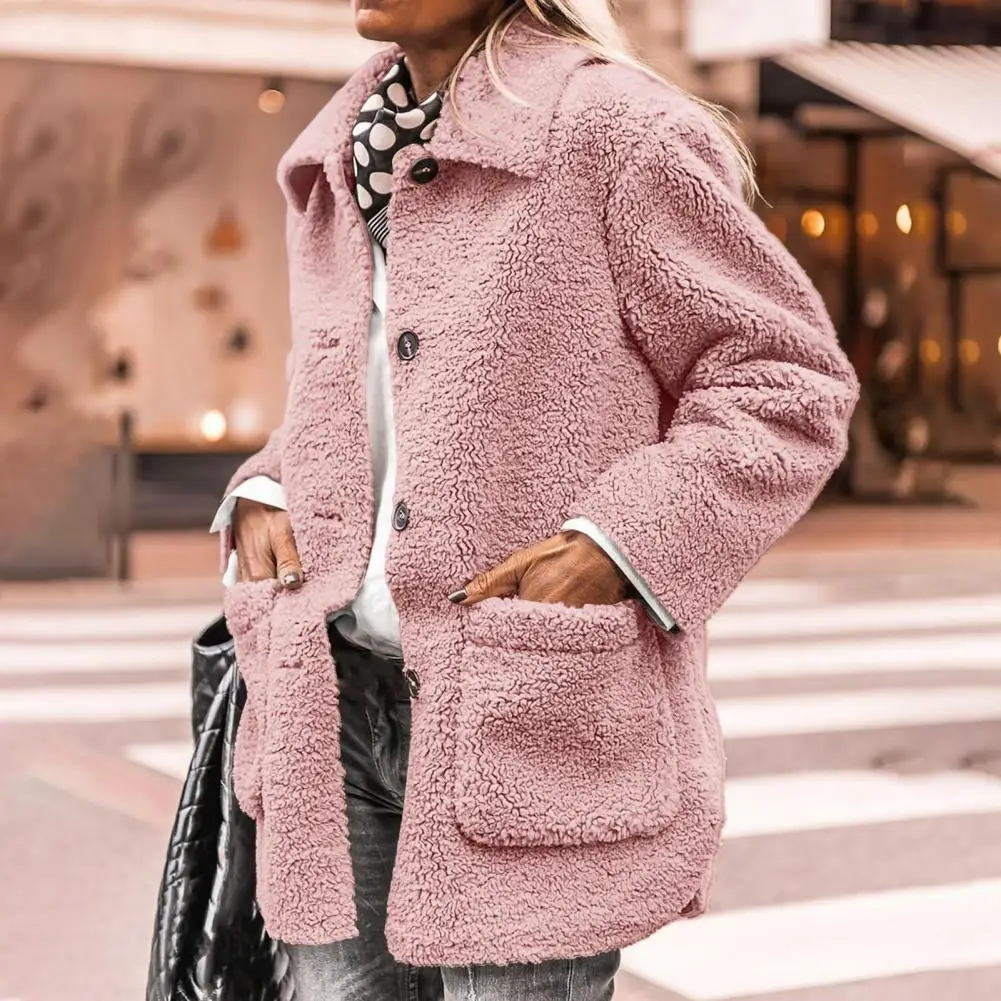 

Women Plush Jacket Stylish Women's Faux Fur Jackets Casual Plush Sherpa Coats for Winter Fashionable Lapel Outerwear for Work