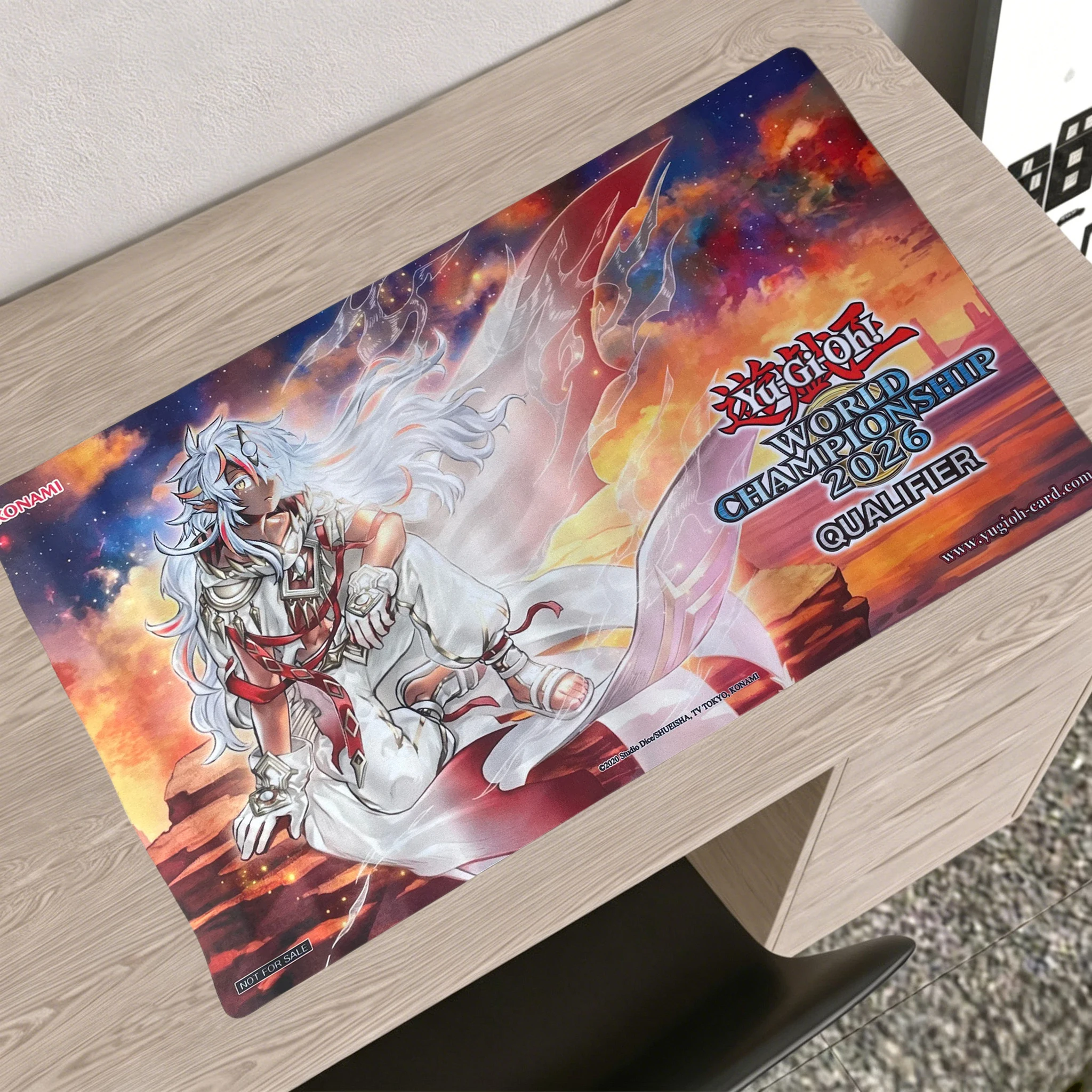 Yu-Gi-Oh! 600x350mm Diy 2026 WCQ Ashened Hero-Avida Trading Card Playmat 1.5mmSeamless Edges Single Rubber Board Game Card Mat