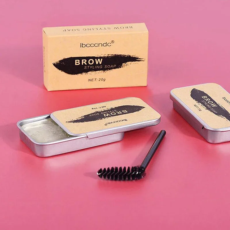 1 pçs natural transparente pomada sobrancelha estilo sabão sobrancelhas gel fixador de cera com escova maquiagem para mulheres cosméticos de sobrancelha