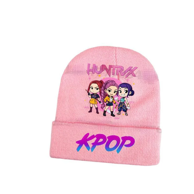 1 قطعة ل Kpop شيطان الصيادين Kawaii محبوك قبعة للفتيات أنيمي الكرتون لطيف قبعات متماسكة الخريف الشتاء يندبروف القبعات الدافئة الهدايا