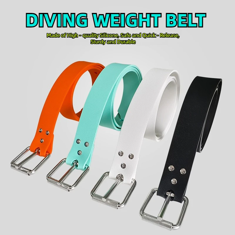 

Силиконовый грузовой ремень 1,3 м, регулируемая роликовая пряжка из нержавеющей стали 316, можно разрезать для подводного плавания, подводной охоты, фридайвинга