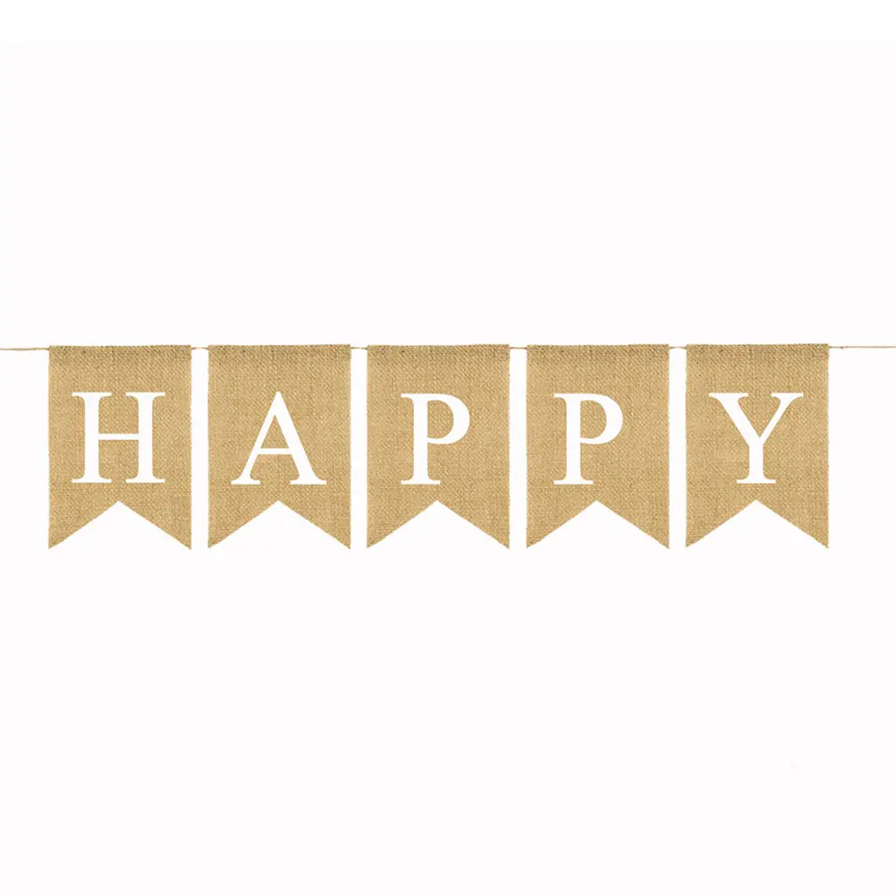 Flag Happy New Year Banner Outdoor Felt Burlap Decoration Bunting Decorations for Party