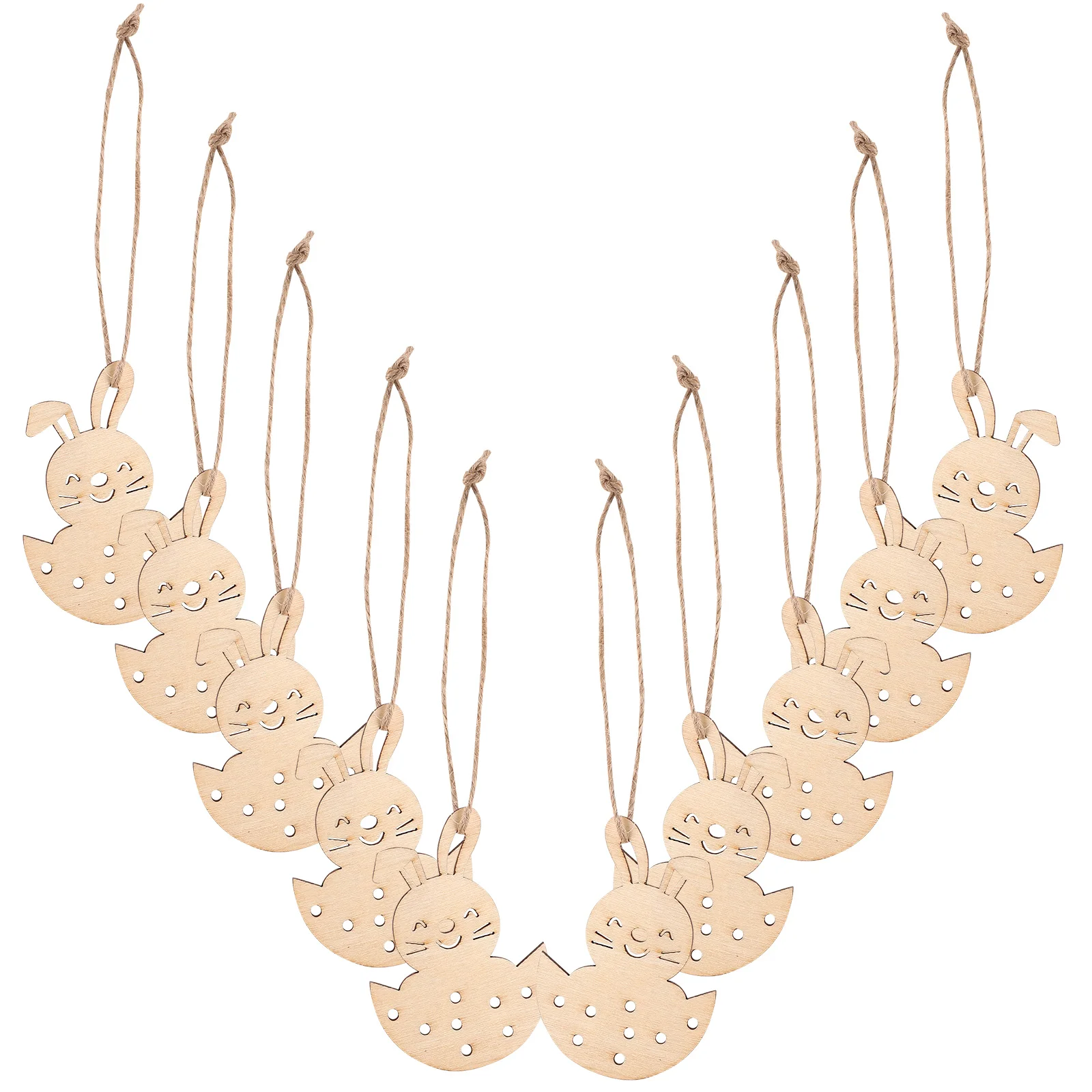 

10 Pcs Wooden Easter Bunny Shapes Unfinished DIY Painting Home Decor Craft Project Easter Party Decorations Beige Child Ornament