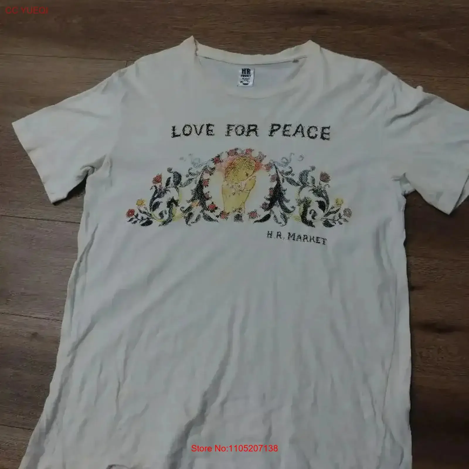 تي شيرت H R Market Gaijin Made متضمن عتيق مغسول كاجوال أنيق ملابس الشارع الشهير جرافيك قليلاً مريح #1