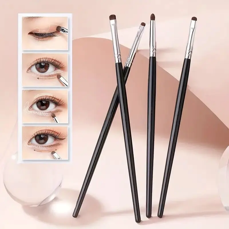 4Pcs Eye Smudge Brush, Fine Soft Makeup Tool, Eyeshadow Brush Set Eyeliner Brush For Blending Eyeshadow Eyeliner, Ideal