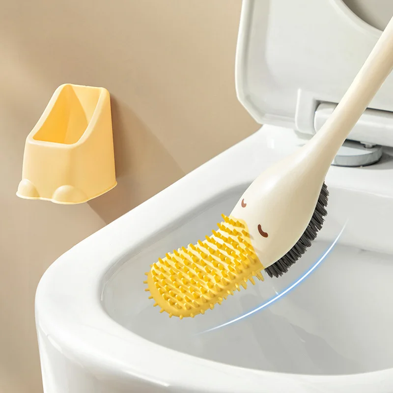 Silicone toilet brush with base household non-dead corner toilet brush on wall toilet cleaning brush Wash toilet brush