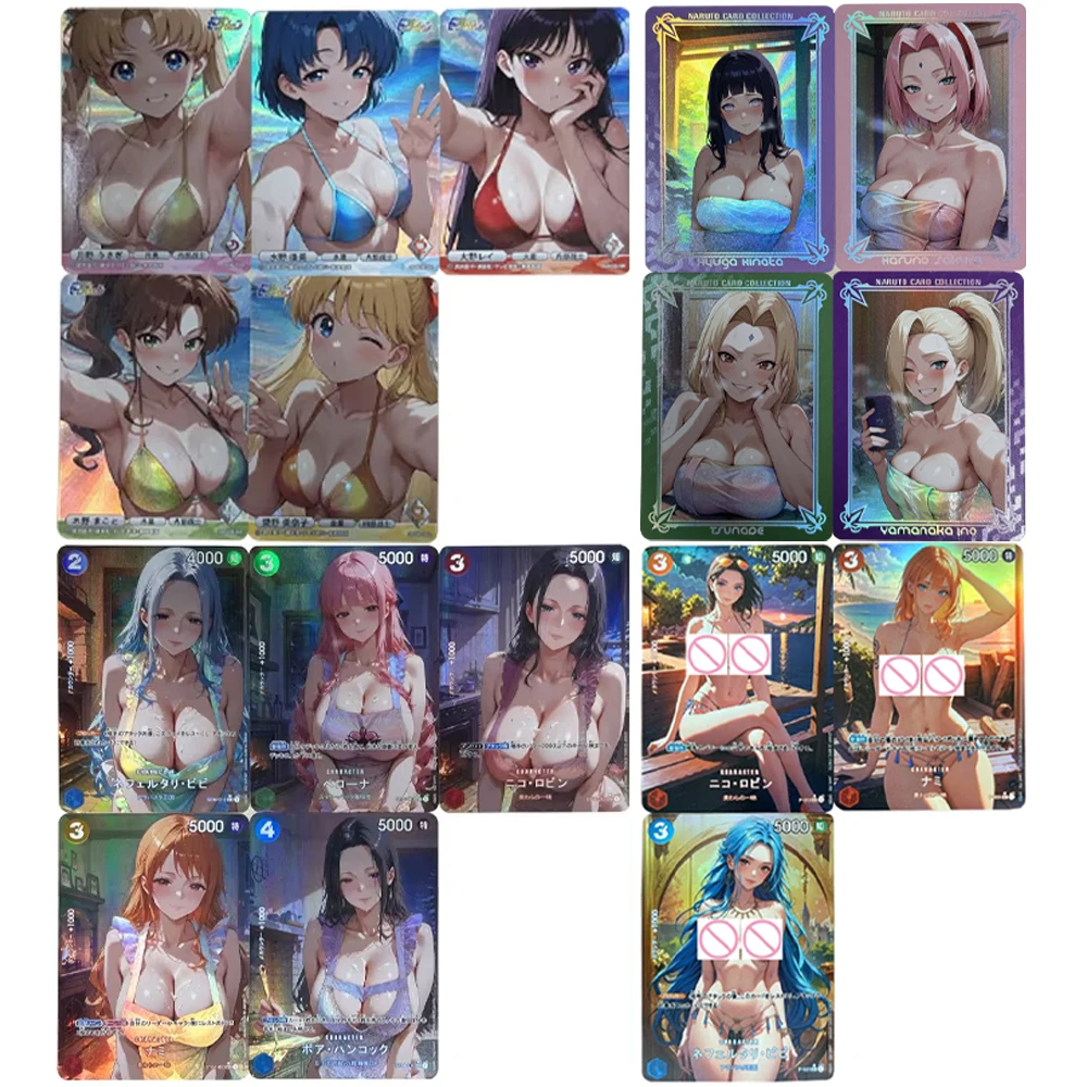 

Waifu New Sexy Anime Collection Card Tsunade Haruno Sakura Nami Boa Hancock Big Breasts Card Refractive Color Flash Boy Gifts
