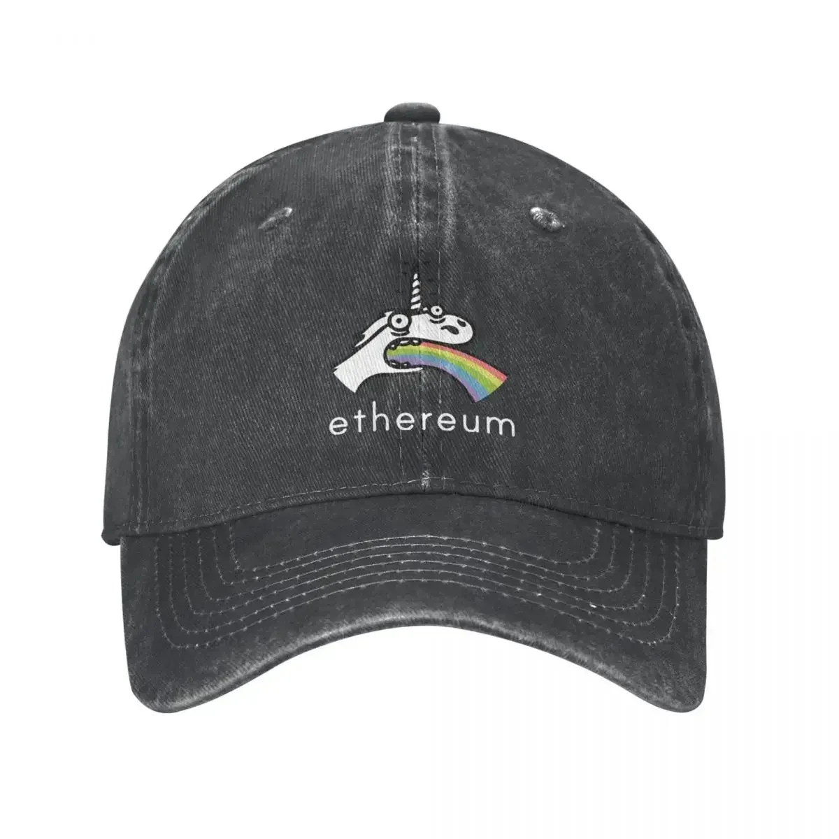 Nouvelle Casquette de Baseball Unisexe Vintage Ethereum Unicorn Cryptocurrency en Denim Vieilli, Casquette Snapback Réglable pour Course et Golf