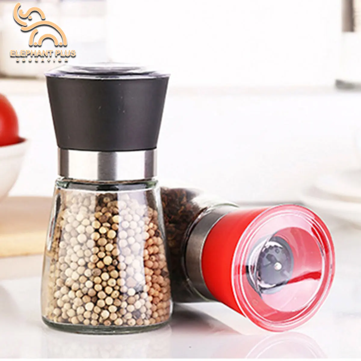Lead-Free Glass Pepper Grinder - Manual Mill for Sea Salt,  Pepper & Spices | The Particle Fineness Can Be Adjusted