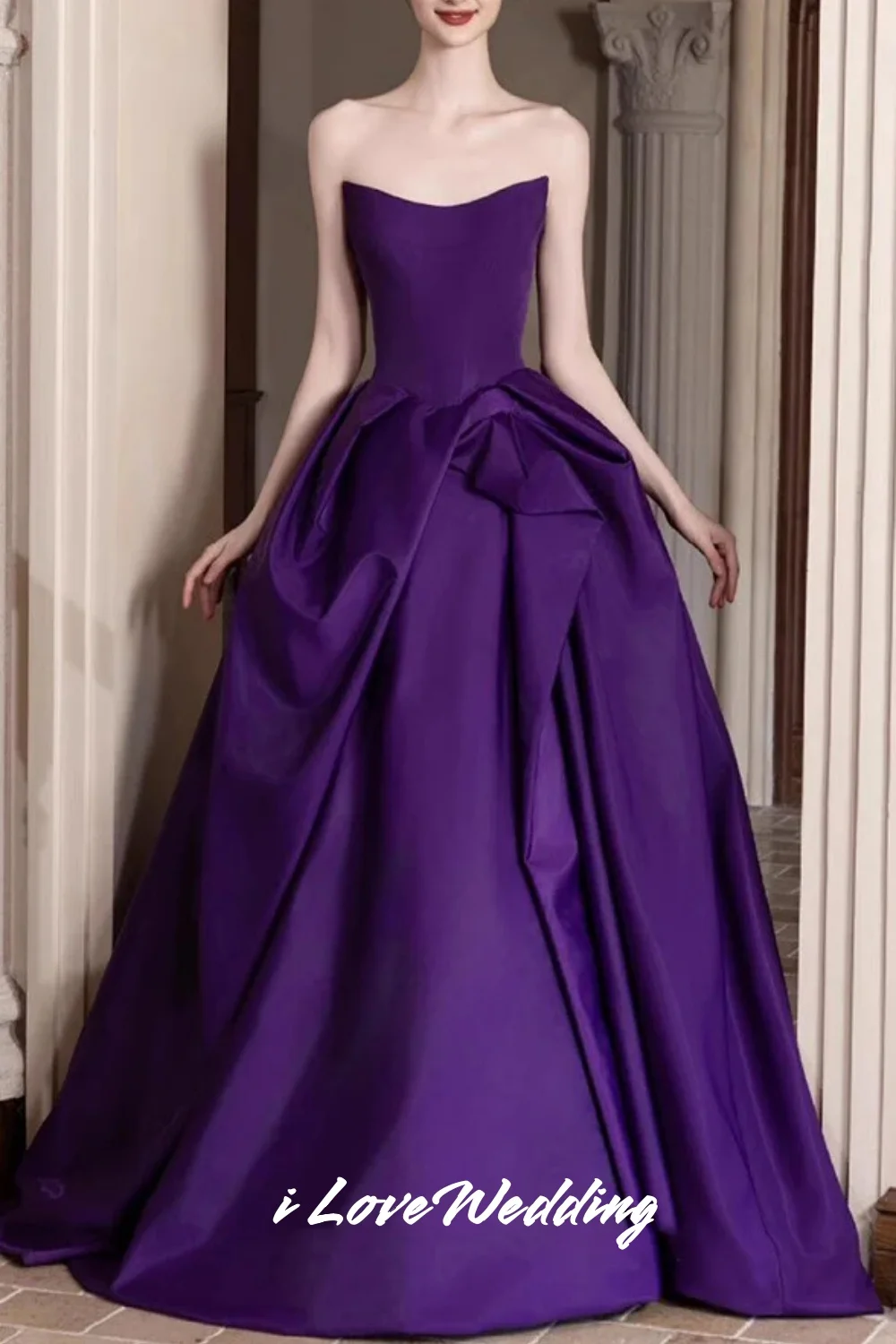 

Purple Strapless Prom Dresses 2025 Sleeveless A-Line Evening Dress Backless Saudi Arabic Elegant Wedding Party Dress Customized