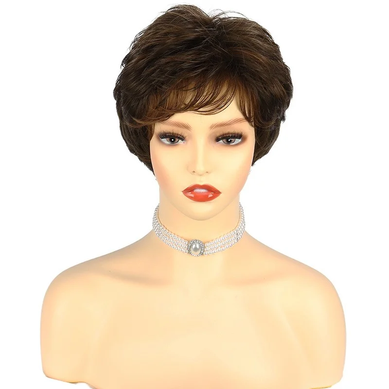 

Ladies Wigs Women's Short Dark Brown Red Curly Hair Wig