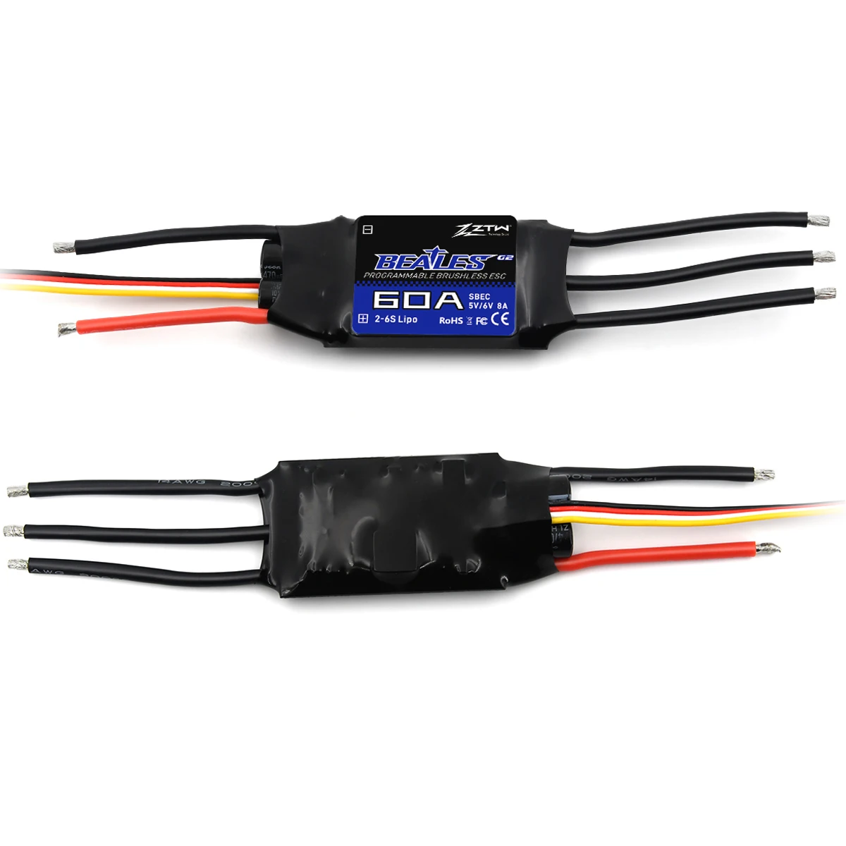 ZTW 32-Bit Brushless ESC Beatles G2 20A/30A/40A/50A/60A/80A/100A 2-6S SBEC 5V/6V 8A Speed Controller For RC Airplane Fixed-wing