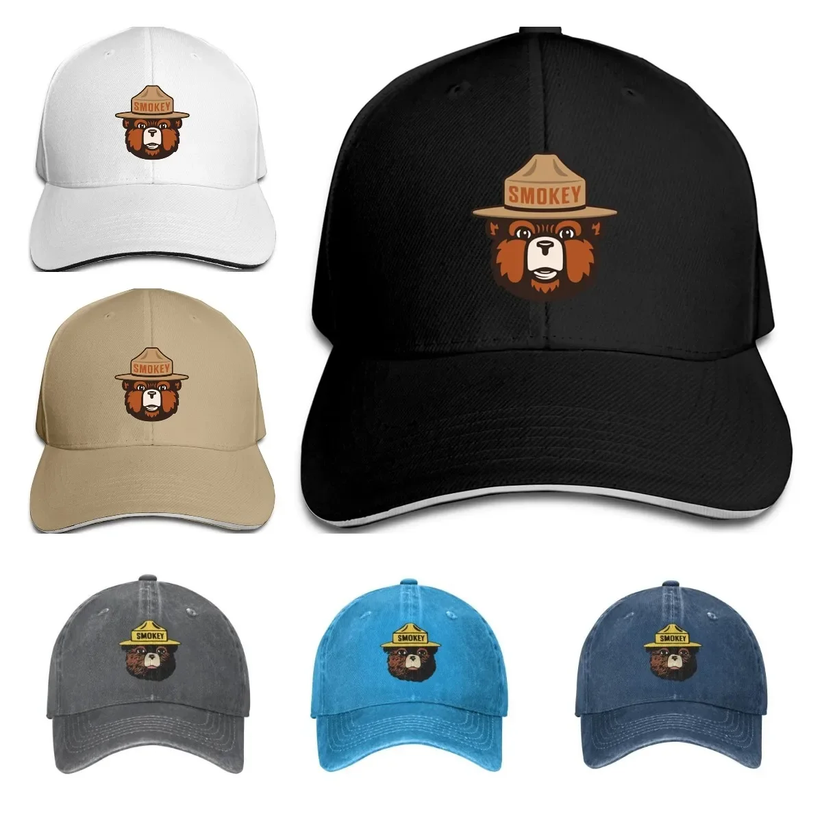 Unisex Smokey The Bear Baseball Cap Adjustable Hat Sandwich Cap Hip Hop Hats Men Golf Hat Adult Four Seasons