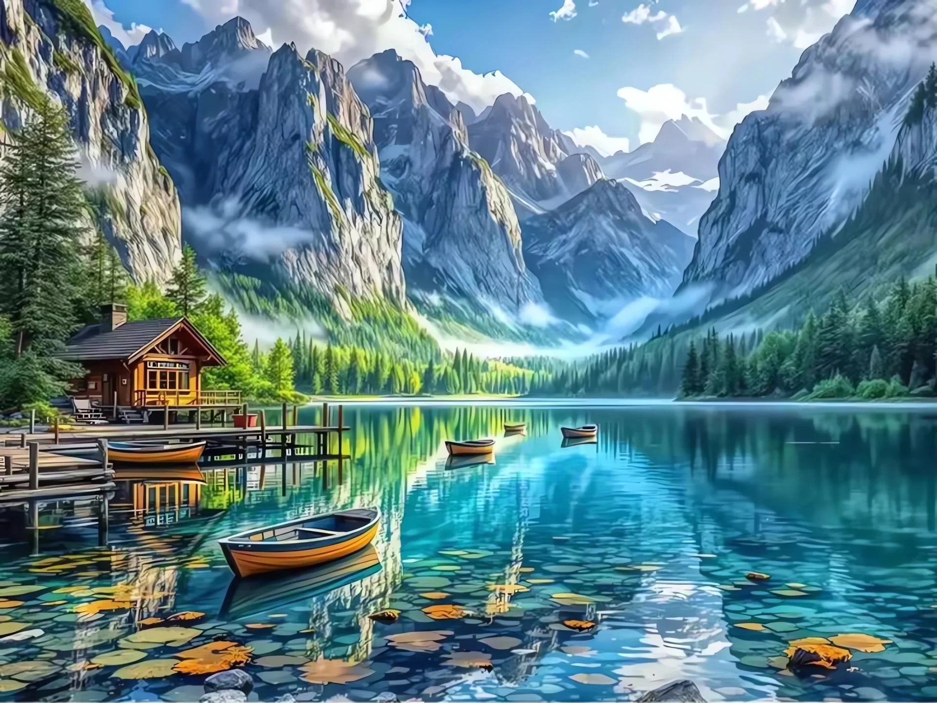 

Landscape Mountain Boat Pavilion 500/1000/1200/2000 PCS Jigsaw Puzzles Family Activity Games for Gameroom Bedroom Gifts
