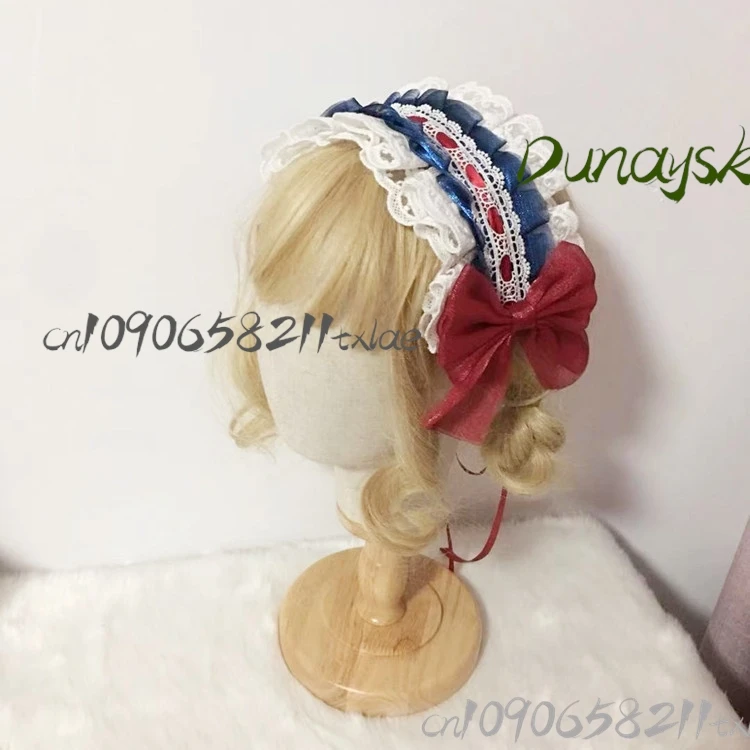 백설 공주 로리타 보닛 달콤한 메쉬 플랫 캡 분리형 보우 슬리브 커프스 동화 속 공주 헤드 피스 코스프레/할로윈