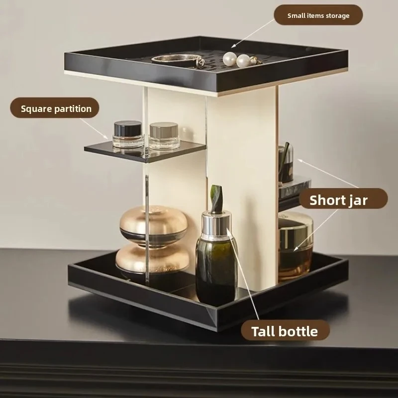Rotating Acrylic Makeup Organizer, Multi-Layer Drawer Storage, Perfume & Jewelry Stand, Skincare Holder, 360° Spin Access