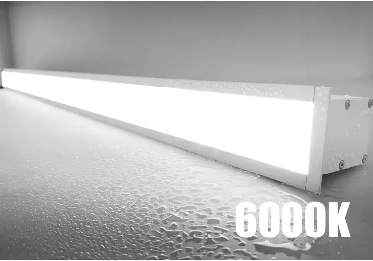 Dimmable Recessed Mount Waterproof IP65 LED Linear Light Batten Ceiling Lamp Housing Warehouse Garage Gym Pack Lot Office Light