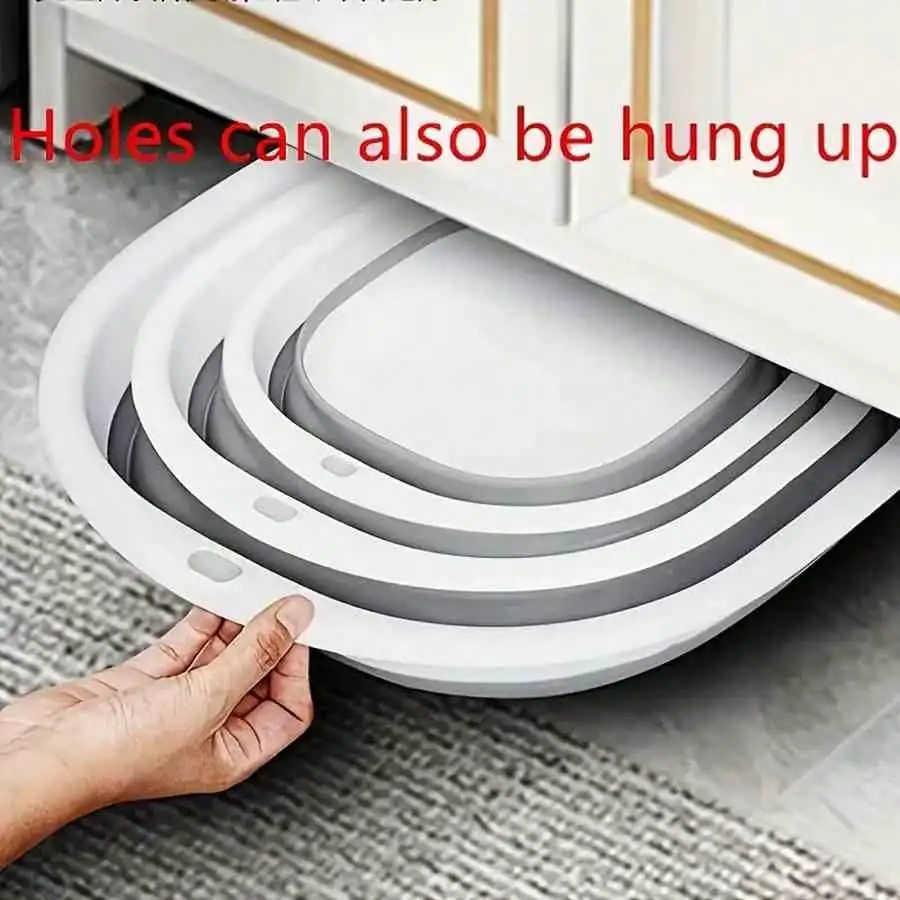 

3PCS Foldable Washbasin - Space-Saving Durable Plastic, Oval, Lightweight Portable for Home/Dorm/Camping, Modern Style